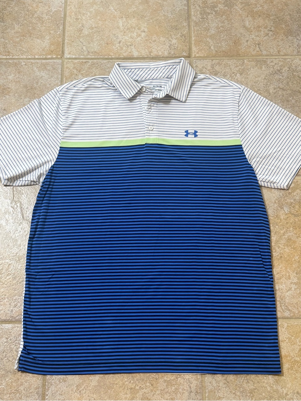 Under Armour Playoff 3.0 Men’s Polo Shirt XL Blue White Striped Golf
